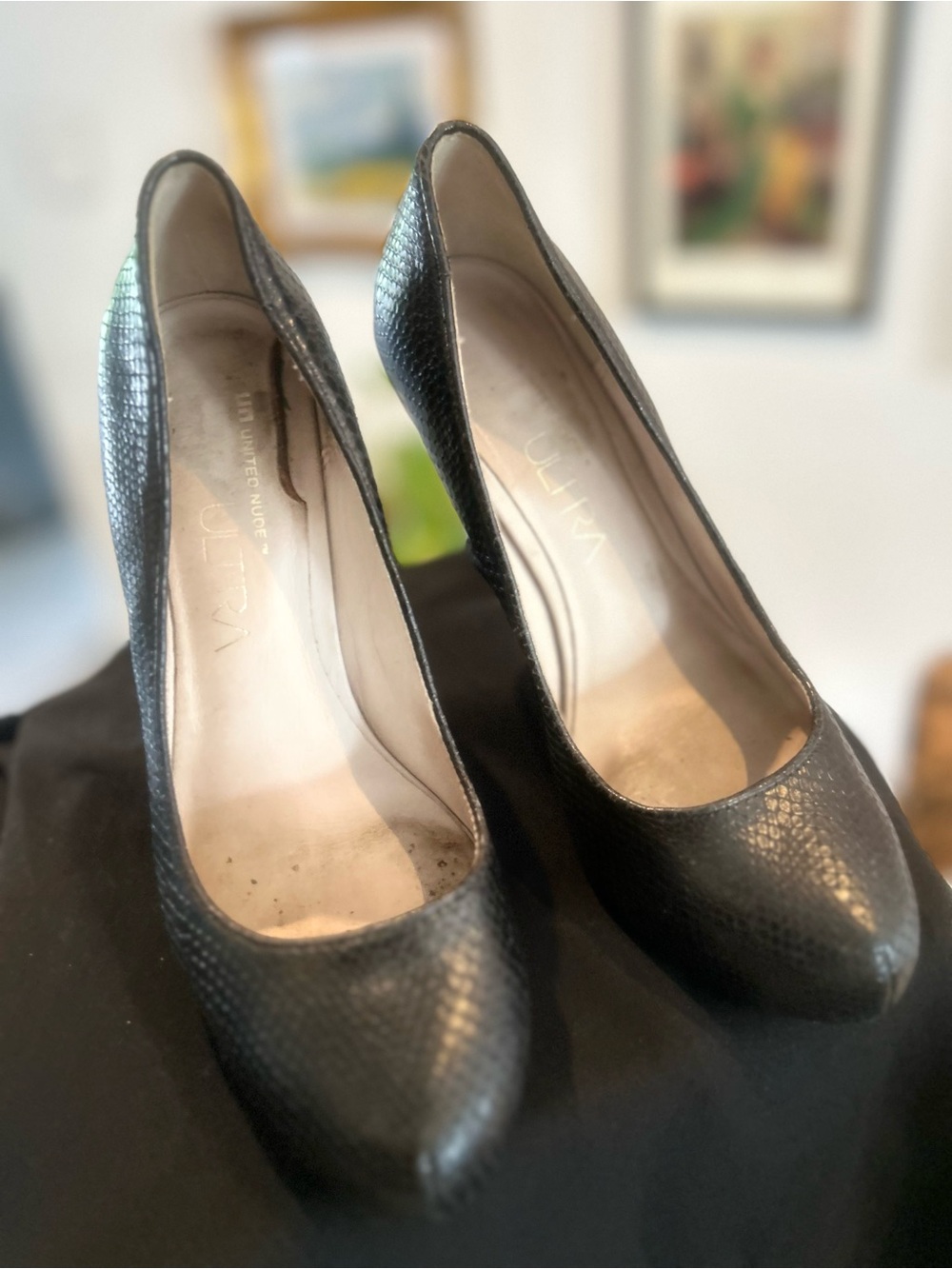 United Nude Black Textured Block Heel Pumps - Picture 2 of 5